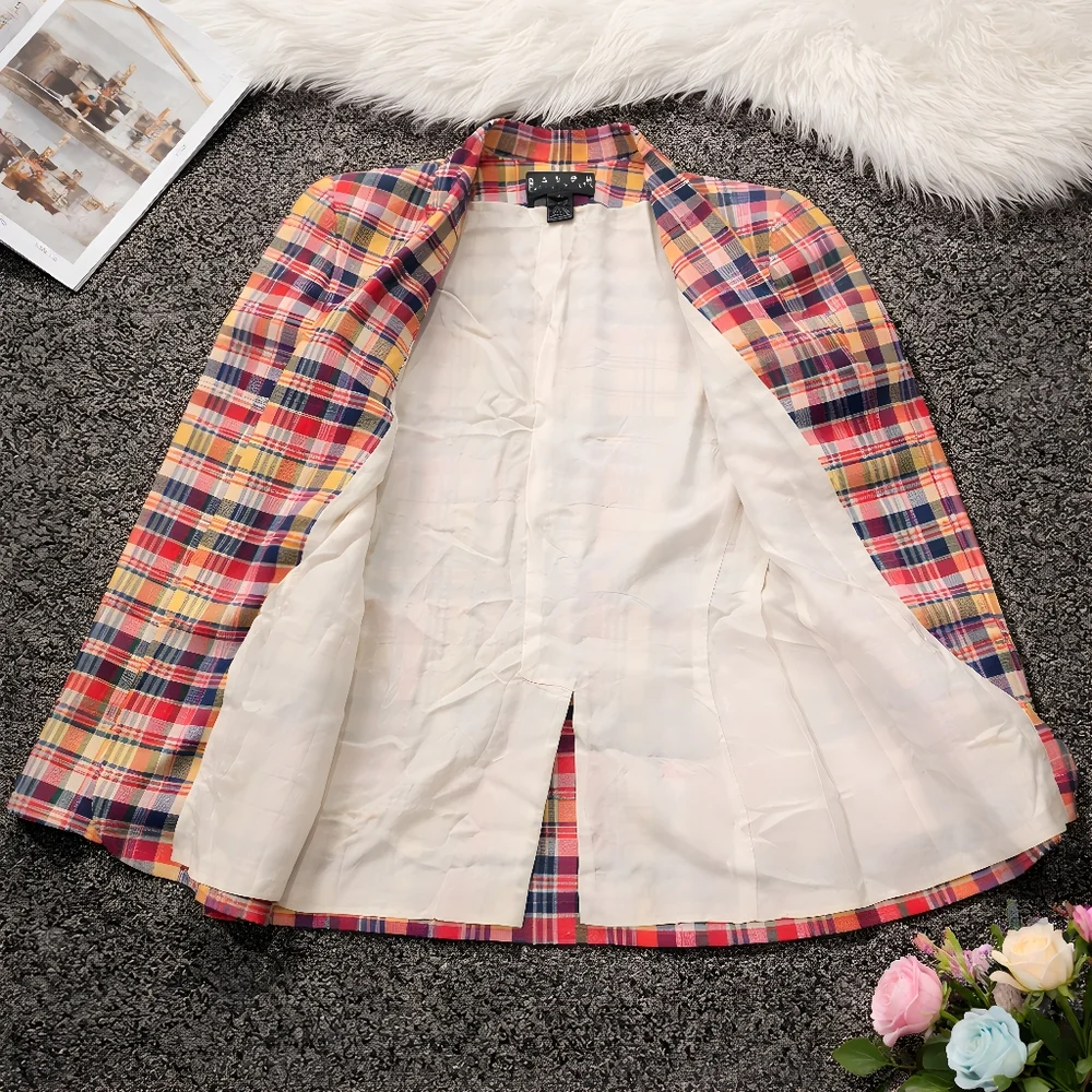 Vintage Ralph Lauren RRL Double RL Madras Plaid Blazer Sz 4 Excellent Condition - Picture 8 of 10
